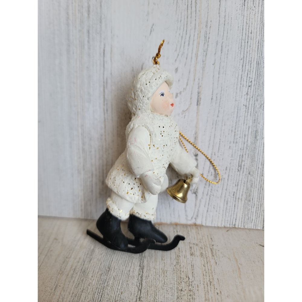 Dept 56 Vintage ice skater boy ornament Xmas set unique glitter